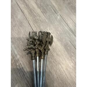 Lot Of 6 Antique Skewers In STAINLESS STEEL And BRONZE Animal Brooches